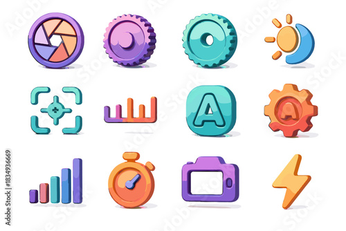 Exposure iso camera balance speed d flash setting manual vector icon icons