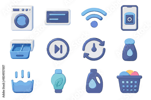 Softener laundry drawer icon icons water display washing saving smart energy vector