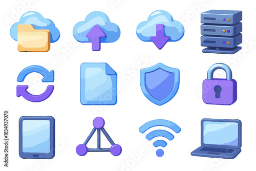 Shield network upload file encryption cloud vector download icons document icon device