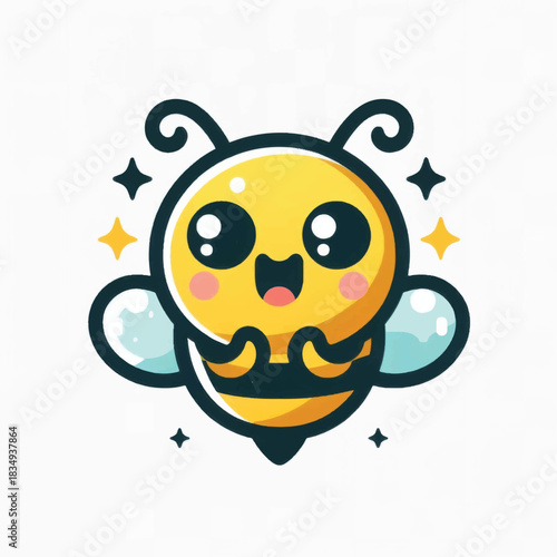 Cute Kawaii Bee Character Illustration.