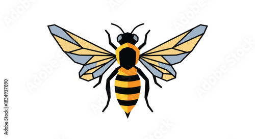 Detailed Illustration of a Striking Bee with Intricate Wing Patterns.