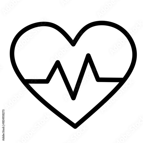 Heartbeat Heart Outline Icon