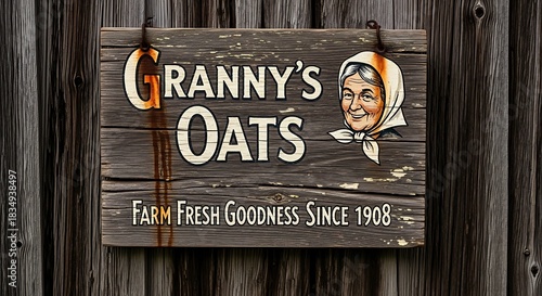Old wooden sign advertises farm fresh goodness since 1908.