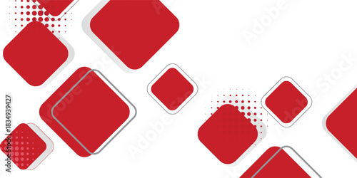 White background with abstract red grey square decoration. Vector illustration for modern presentation background, brochure design, business card background, website slider, landing page