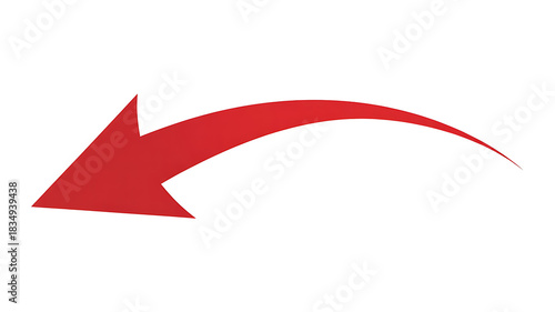 Red arrow pointing left isolated on white background, suggesting direction or navigation element use