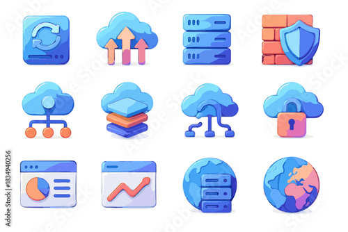 Data cloud server network private delivery icons icon d edge vector computing