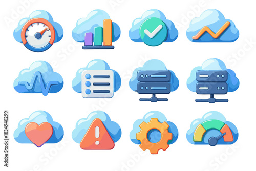 Optimization icon symbol uptime icons cloud system metrics dashboard vector cpu logs