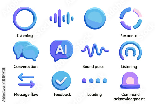 Icons voice sound conversation spinner icon loading bubble listening indicator vector command