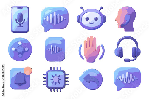 Chatbot mobile voice mode notification waveform recording smartphone call icon assistant d