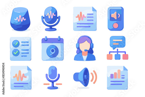 Voice message icon summary response office vector task d meeting note command