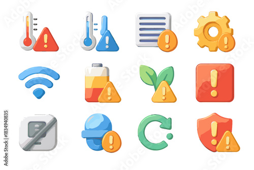 Vector warning alert thermostat update change energy low notification high icon system
