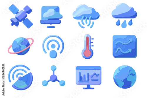 Orbit d waves vector temperature cloud sensor analytics weather icon atmospheric