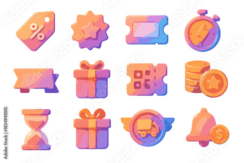 Icon badge purchase shopping vector gift cashback flash limited d free ribbon
