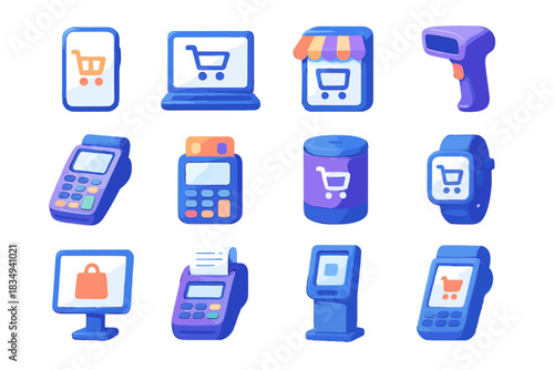 D scanner icon screen icons wearable page vector device shopping smartphone terminal