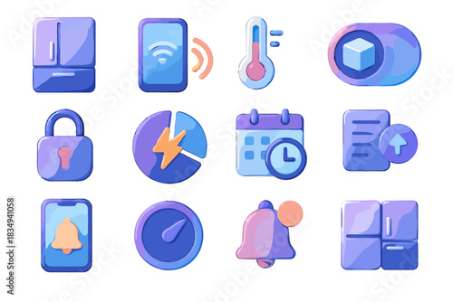 Toggle fridge app ice icon smart remote door lock vector adjustment