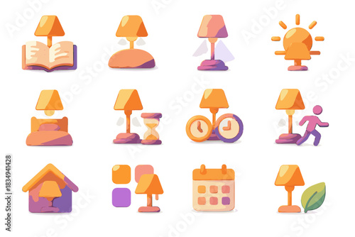Timer mode smart routine party home icon simulation vector saver scene energy