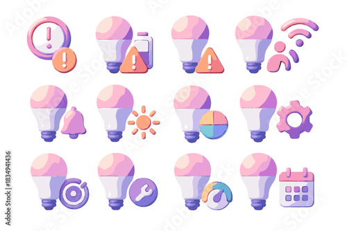 Icon color d vector lamp notification alert motion app energy schedule smart