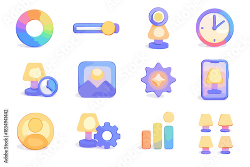 Effect brightness icon light lamp scene selector preset schedule vector automation d