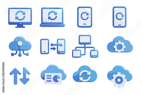 Smartphone sync indicator cloud vector connection laptop icon desktop network icons transfer