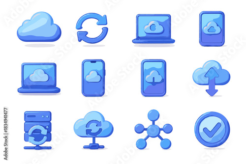 Icons synchronization cloud icon smartphone sync download status data vector upload