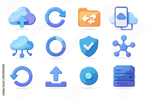 Progress storage secure node server cloud arrow d vector badge data icon