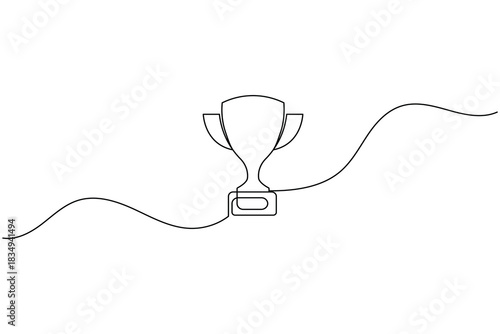 One line drawing of a trophy award symbolizing success victory
