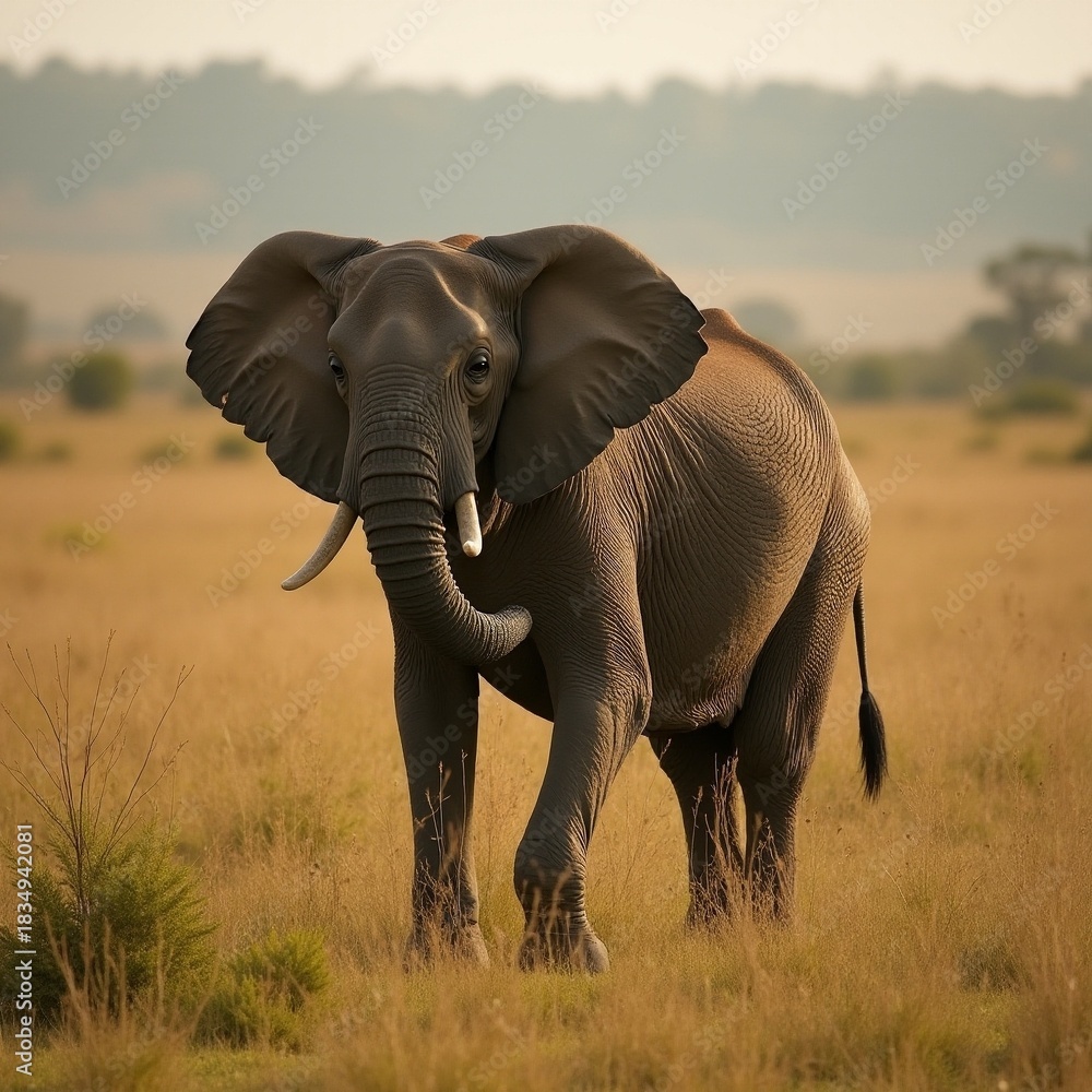 Obraz premium AI generated Noble elephant standing tall demonstrates power and refined dignity in wild