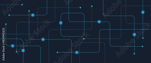 Abstract digital AI circuit board background with tech icons. Digital technology motherboard texture design. Engineering circuit board concept for poster, header, banner, website, presentation