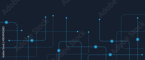 Abstract digital AI circuit board background with tech icons. Digital technology motherboard texture design. Engineering circuit board concept for poster, header, banner, website, presentation