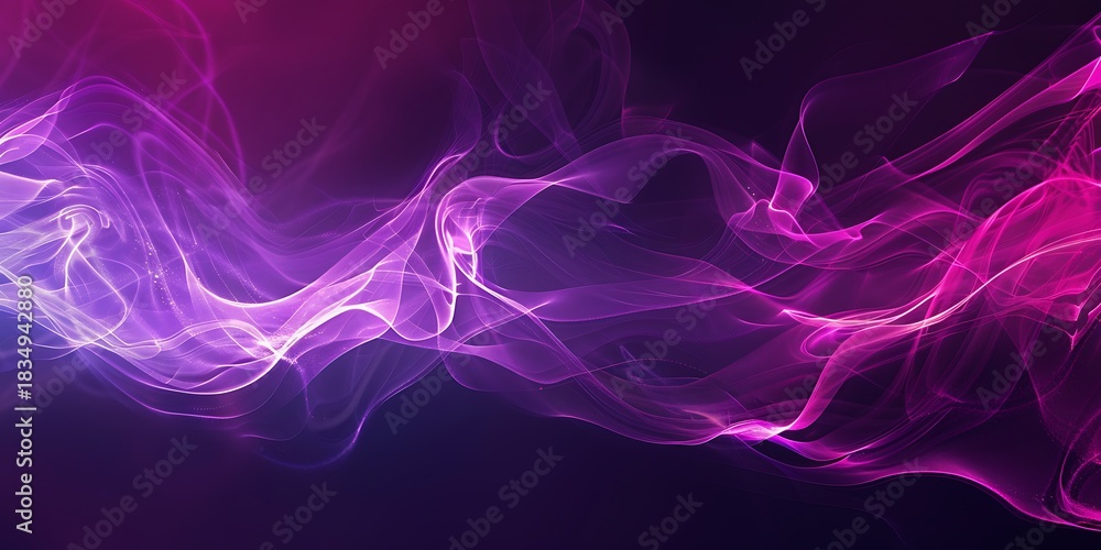 Fototapeta premium Ethereal purple and pink smoke swirls against a dark background