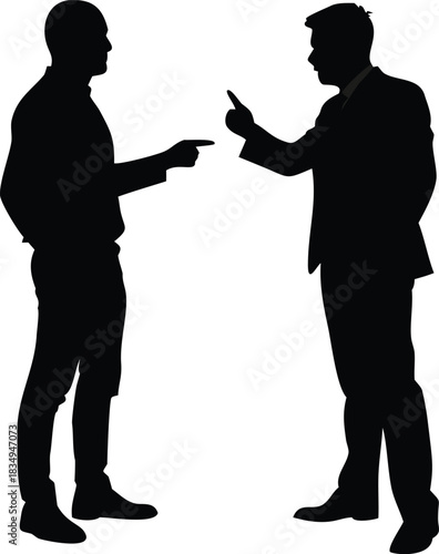 two men in suits facing each other in a heated discussion high quality