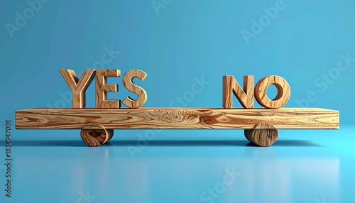 Wooden seesaw with YES and NO