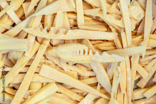 Tableau sur toile Chopped bamboo shoots for cooking
