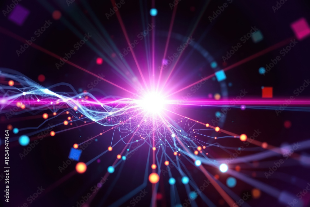 Fototapeta premium Vibrant Energy Network Digital Sparks