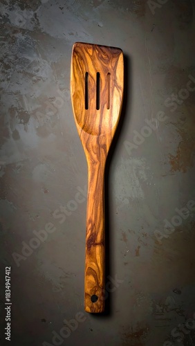 Wooden spatula against textured background