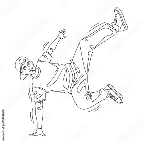 line drawing of break dance pose