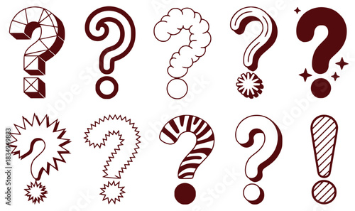 Collection of Diverse Question Mark and Exclamation Mark Illustrations