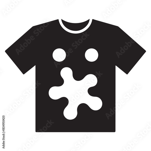 Black tshirt icon with white paint stain symbol
