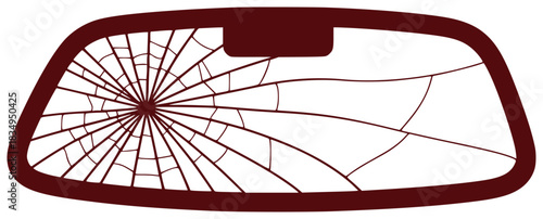 Cracked Car Windshield with Spiderweb Pattern