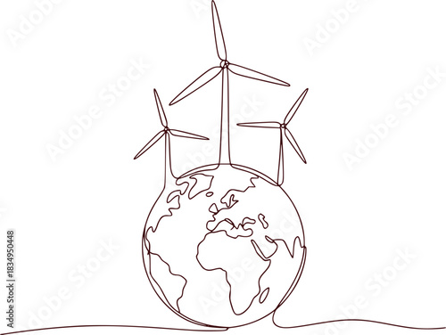 Earth with Wind Turbines - A Symbol of Renewable Energy and Global Sustainability