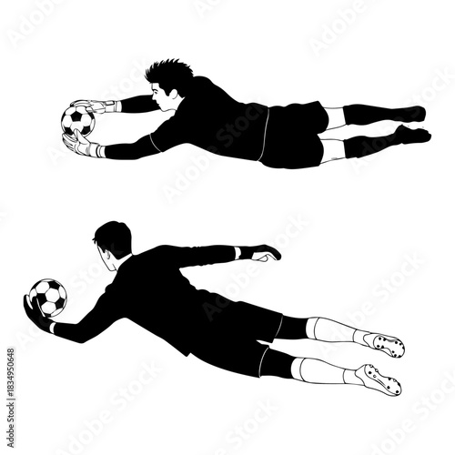 Goal keeper catching the ball silhouette