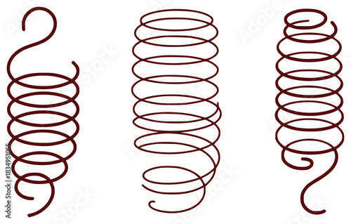 Three Stylized Maroon Springs on a White Background
