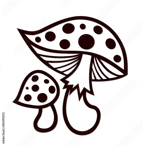 Symbol of stylized forest mushrooms.
