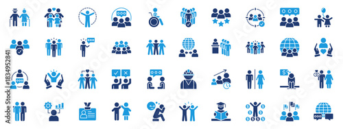 people icon set glyph blue