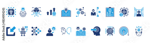 intelligent agent icon set glyph blue