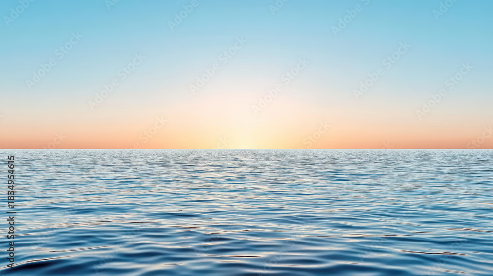 Obraz premium Calm pastel ocean horizon sunrise serene stillness