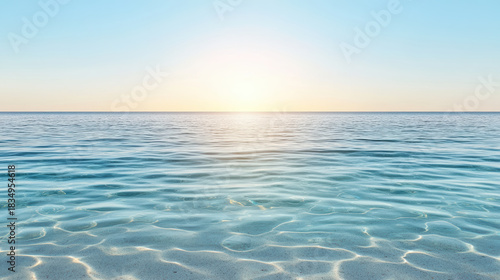 Fototapeta Naklejka Na Ścianę i Meble -  Calm pastel sea surface stillness sunlight horizon
