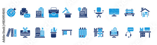 office icon set glyph blue