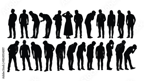 Silhouettes of people in distress isolated on white background, Vector
