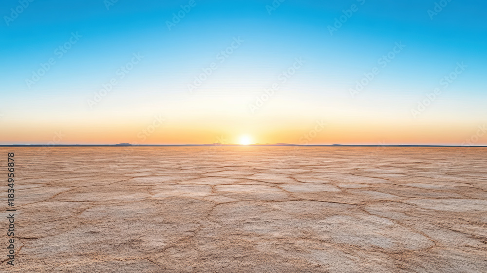 Obraz premium Calm desert horizon twilight empty smooth center sunrise warm glow